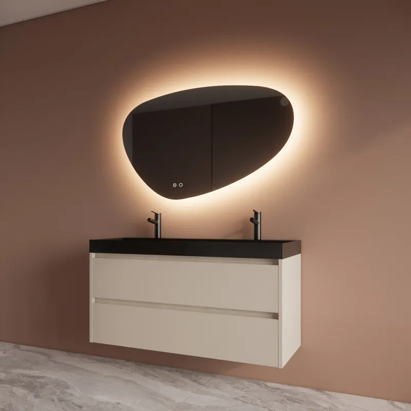 Badmeubelset BWS Riga Met Lako Wastafel Zwart 120 cm Kasjmier Snelle Levering