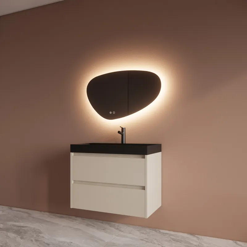 Badmeubelset BWS Riga Met Lako Wastafel Zwart 80 cm Kasjmier Alleen Vandaag