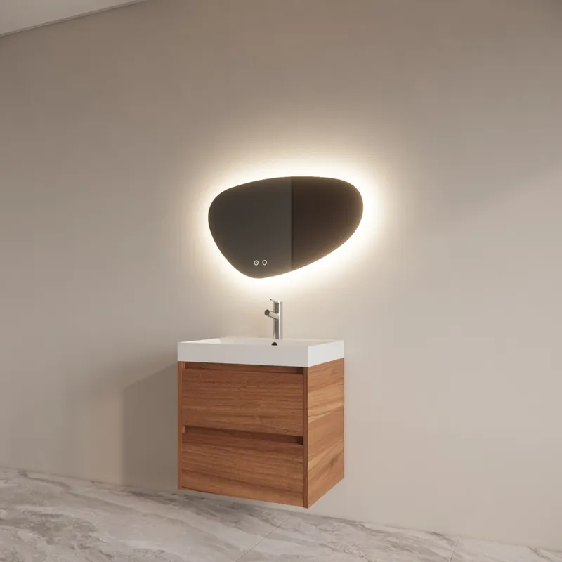 Koopje Badmeubelset BWS Riga Met Lako Wastafel Wit 60 cm Walnoot