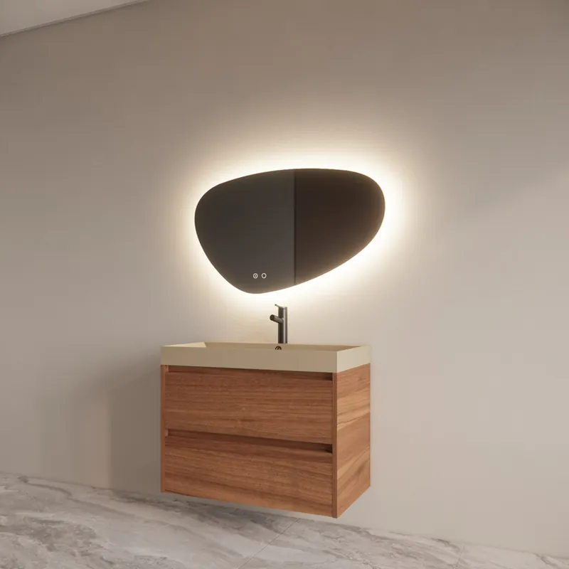 Badmeubelset BWS Riga Met Lako Wastafel Cappuccino 80 cm Walnoot Gereduceerde Prijs