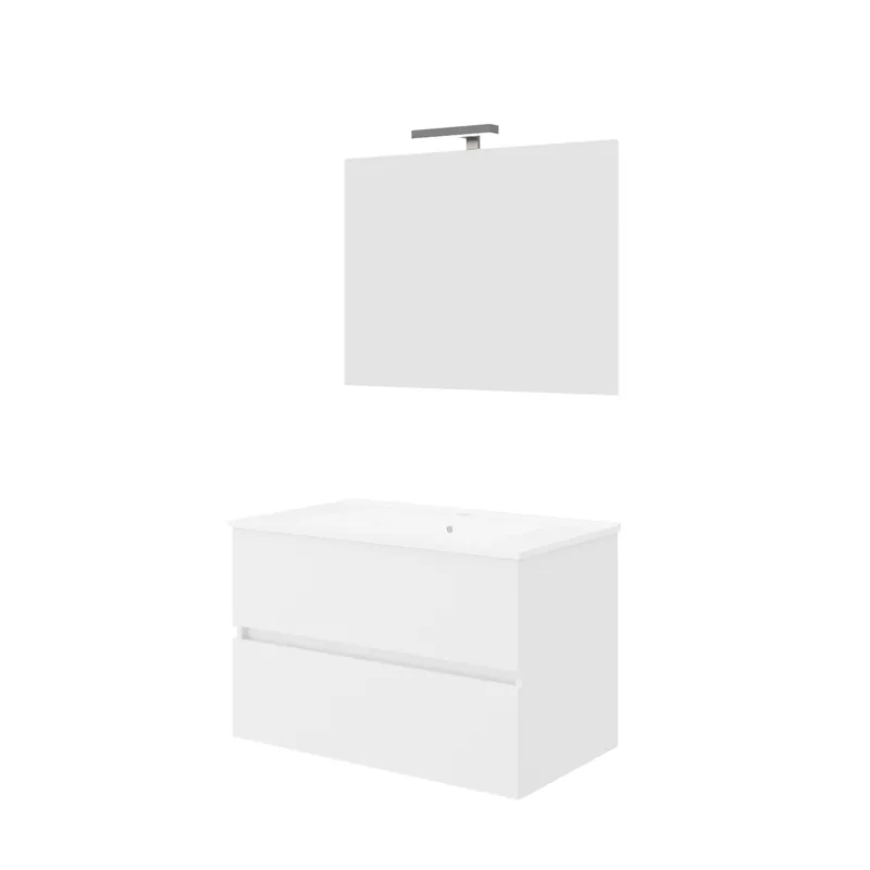 Weekendaanbieding Badkamermeubelset Van Marcke Ada Compleet Set 80CM Glanzend Wit Met Spiegel
