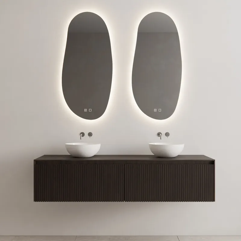 Onderkast Gliss Design Timotheus 160 CM 2 Lades Incl Topplaat Charcoal Favoriet
