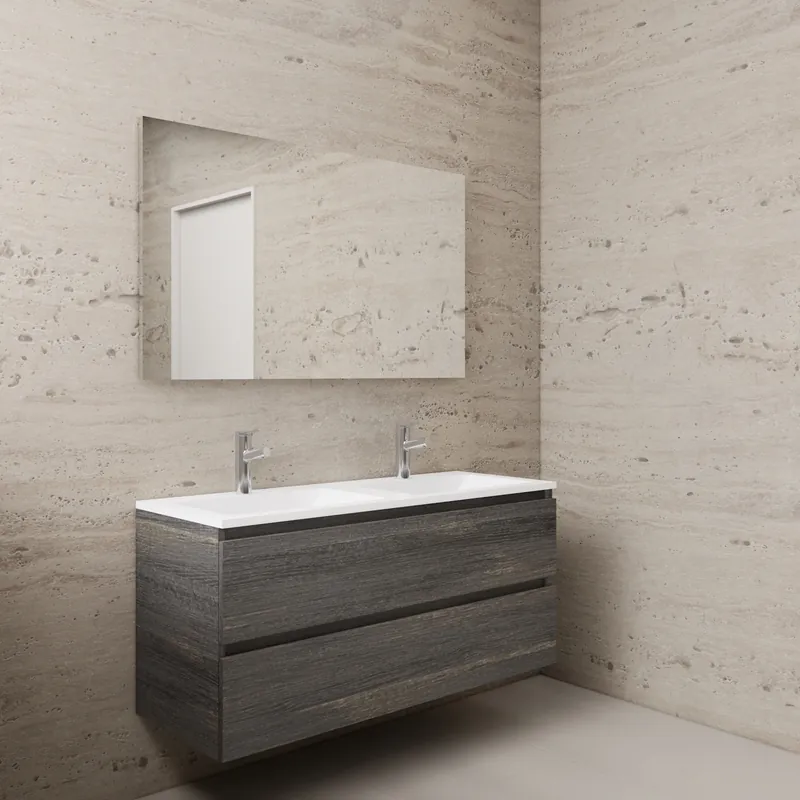 Betrouwbaar Aktie! Badmeubel Boss & Wessing Paris 120 cm Compleet Geleverd Frey Oak (2 Kraangaten)