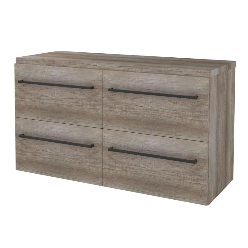Badmeubelset Aquasplash Salt 120x46cm Met Grepen (Kleurkeuze) 4 Lades Met Afdekplaat Scotch Oak Beperkte Voorraad