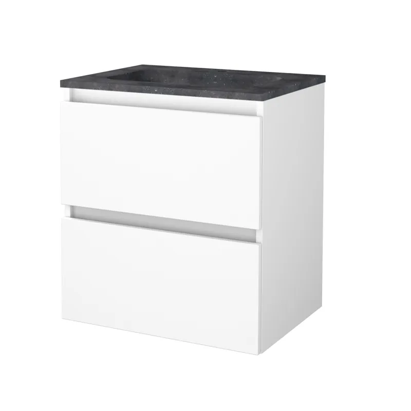 Badmeubelset Aquasplash Salt 60x46cm Greeploos 2 Lades Met Wastafel Hardsteen 1 Kraangat Ice White Hete Deal