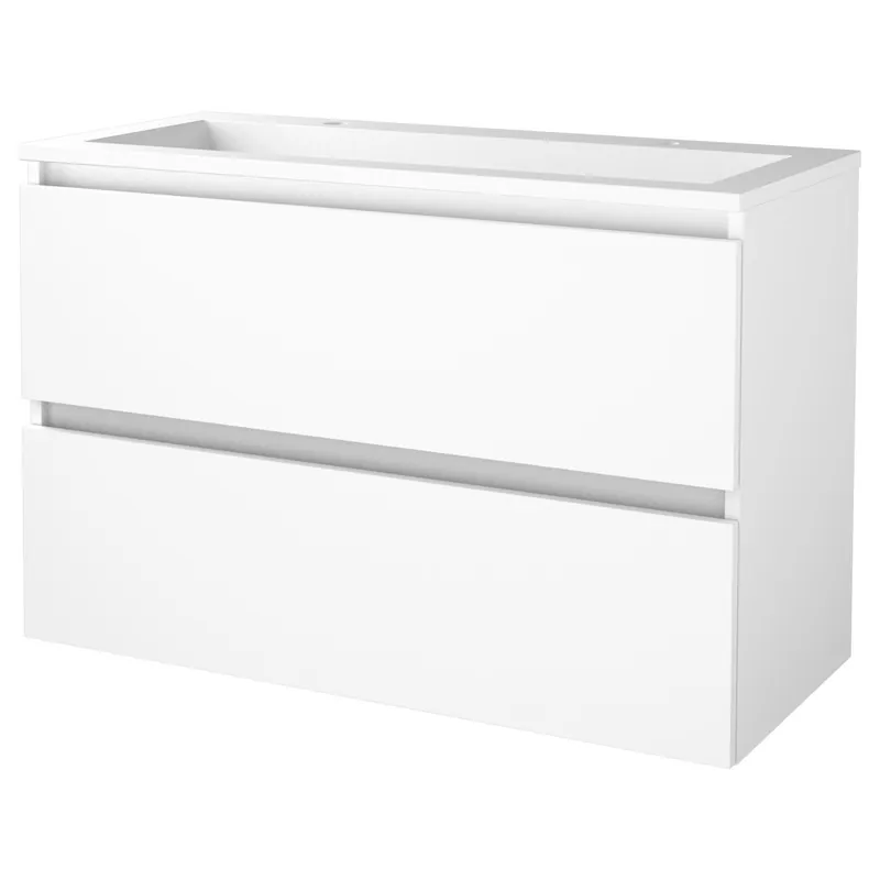 Speciale Aanbieding Badmeubelset Aquasplash Salt 100x46cm Greeploos 2 Lades Met Wastafel Acryl 2 Kraangaten Ice White
