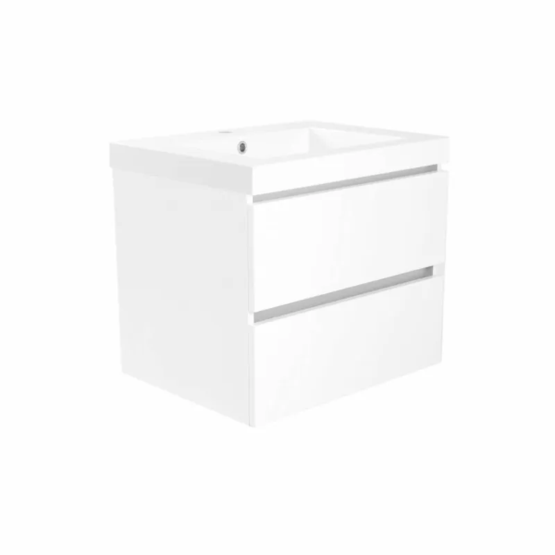 Badkamermeubel Luna 60X47 Met Wastafel Wit (2 Laden) Rechtstreeks Van De Fabrikant