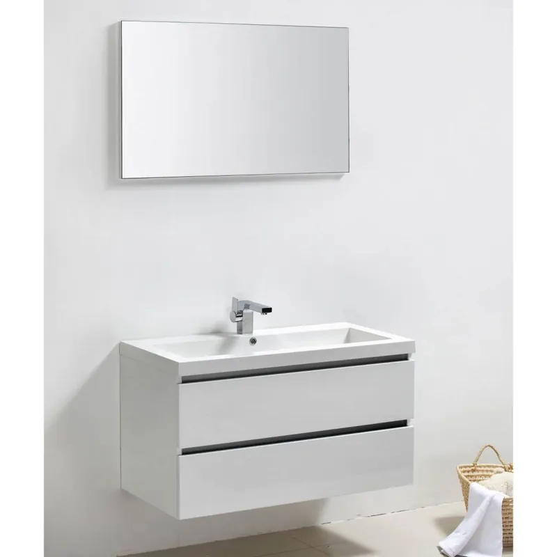 Badkamermeubel Luna 100X47 Wit (2 Laden) Veilige Betaling