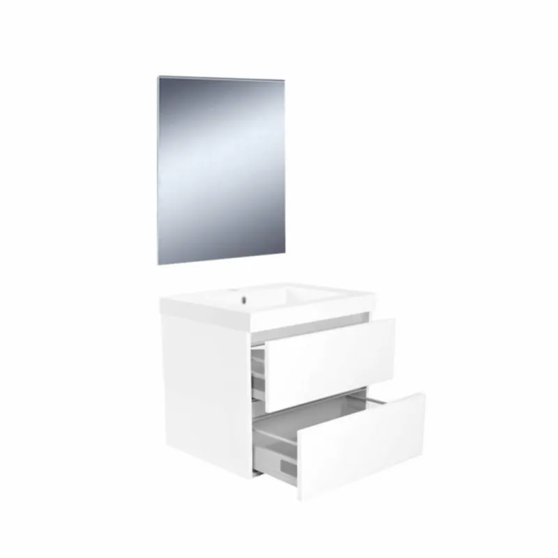 Gecertificeerd Badkamermeubelset Luna 60Cm Wit (2 Laden)