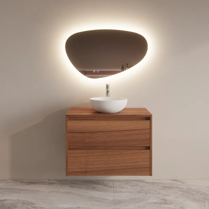 Badmeubelset BWS Riga Met Topplaat 80 cm Walnoot Nieuw