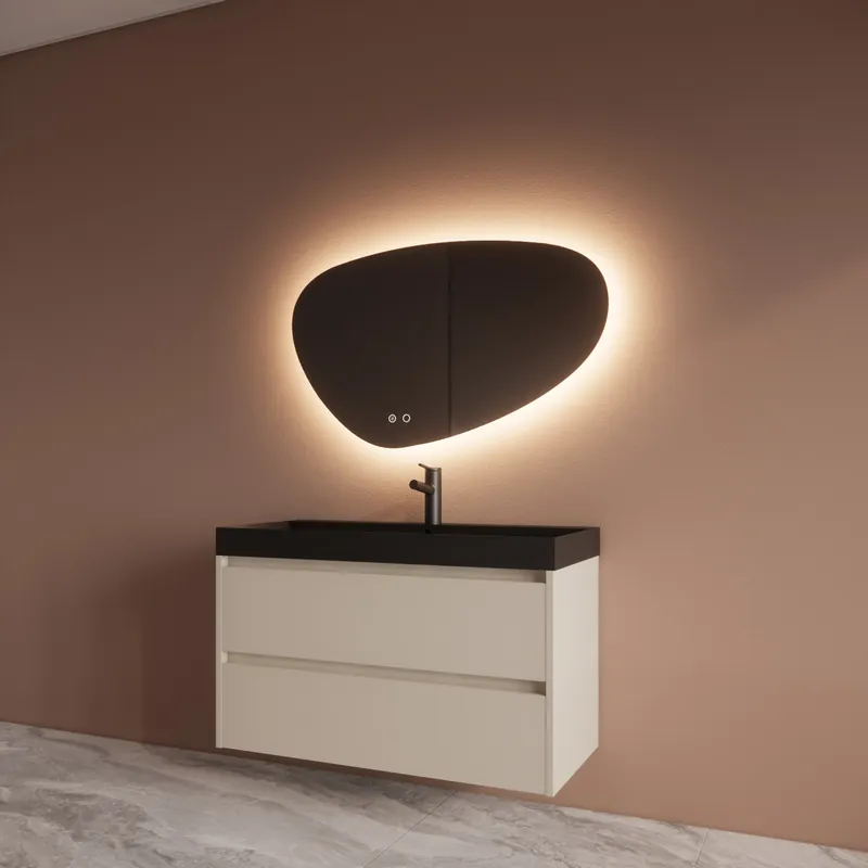 Badmeubelset BWS Riga Met Lako Wastafel Zwart 100 cm Kasjmier Goedkoop