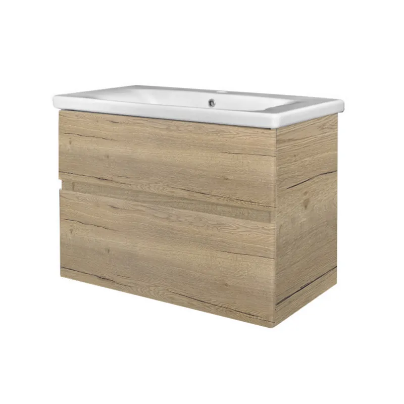 Badkamermeubel Best Design Quick 2 Laden Greeploos 65 cm Eiken Met Wastafel Koopje