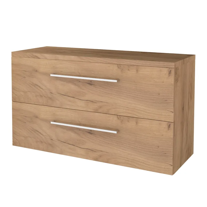 Badmeubelset Aquasplash Salt 120x46cm Met Grepen (Kleurkeuze) 2 Lades Met Afdekplaat Whisky Oak Lage Kosten