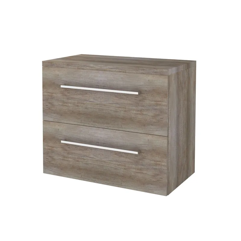 Fabrieksprijs Badmeubelset Aquasplash Salt 80x46cm Met Grepen (Kleurkeuze) 2 Lades Met Afdekplaat Scotch Oak