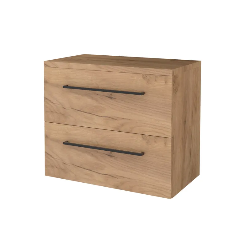 Laatste Versie Badmeubelset Aquasplash Salt 80x46cm Met Grepen (Kleurkeuze) 2 Lades Met Afdekplaat Whisky Oak