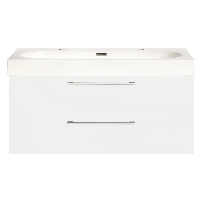 Badkamermeubelset Differnz Somero Met Keramiek Wastafel 100 cm Hoogglans Wit Direct Beschikbaar