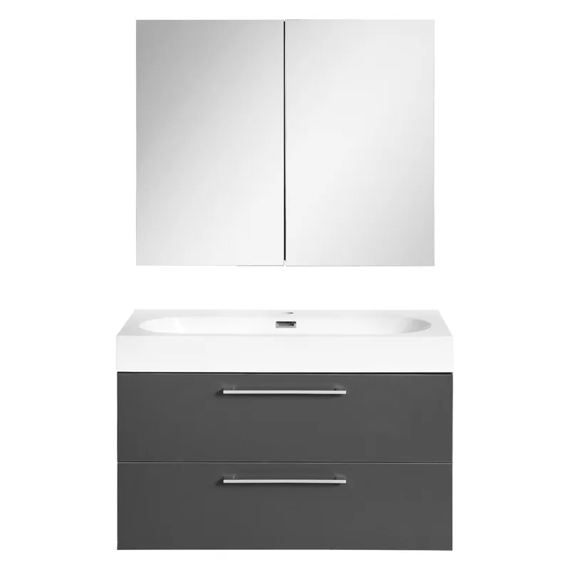 Badkamermeubelset Differnz Somero Met Keramiek Wastafel 60 cm Antraciet (Inc. Spiegelkast) Shop Nu