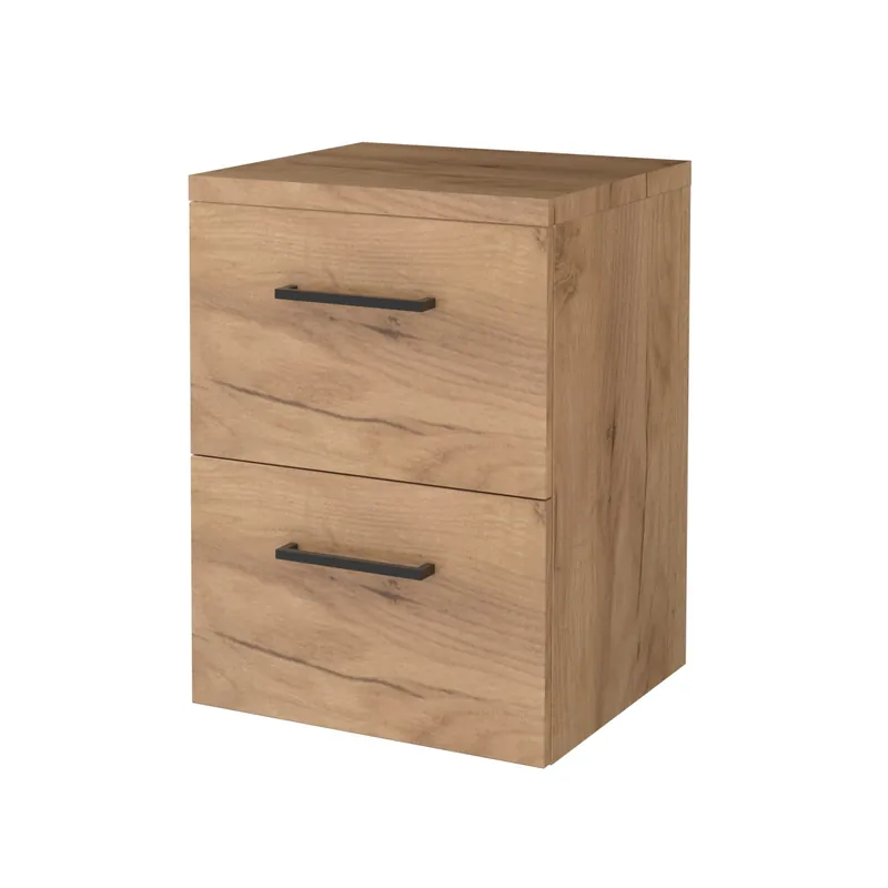 Badmeubelset Aquasplash Salt 50x46cm Met Grepen (Kleurkeuze) 2 Lades Met Afdekplaat Whisky Oak Laatste Kans