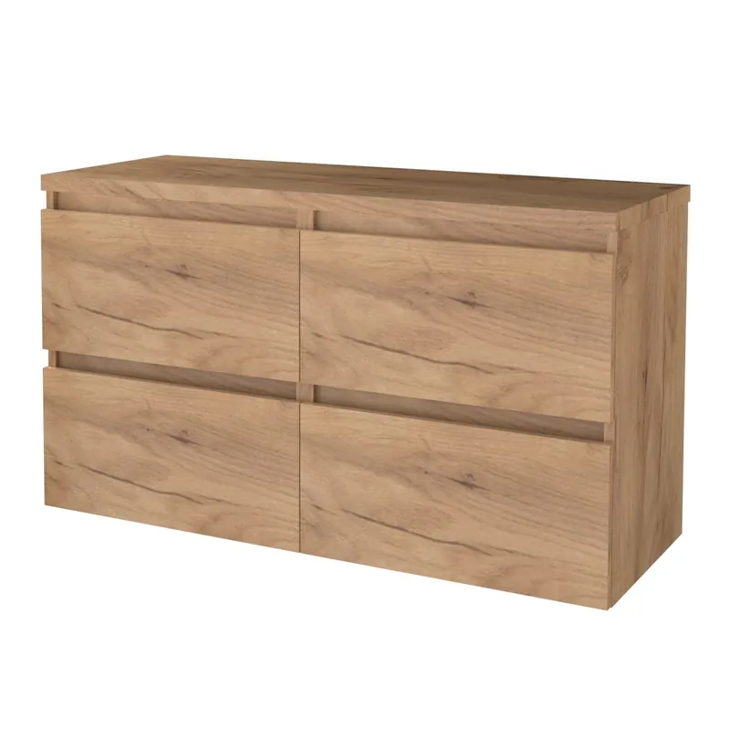 Badmeubelset Aquasplash Salt 120x46cm Greeploos 4 Lades Met Afdekplaat Whisky Oak Flitsaanbieding