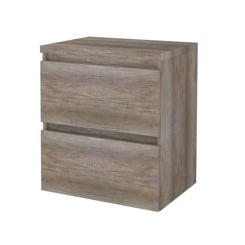 Koop Vandaag Badmeubelset Aquasplash Salt 60x46cm Greeploos 2 Lades Met Afdekplaat Scotch Oak