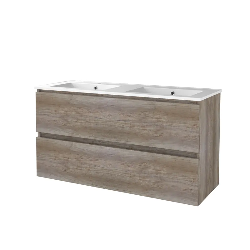 Badmeubelset Aquasplash Salt 120x46cm Greeploos 2 Lades Met Wastafel Porselein 2 Kraangaten Scotch Oak Meest Verkocht