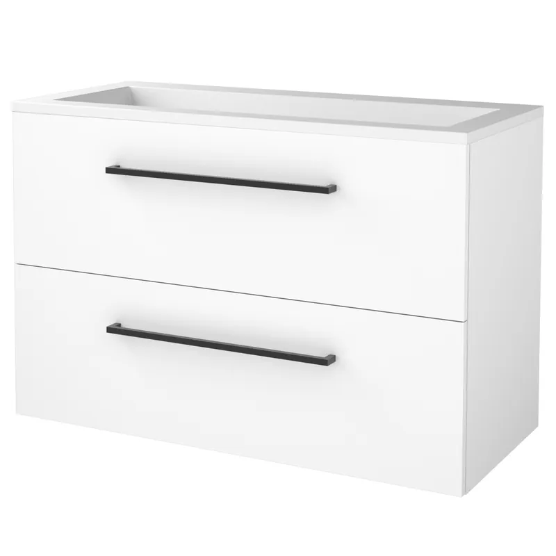 Betaalbaar Badmeubelset Aquasplash Salt 100x46cm Met Grepen (Kleurkeuze) 2 Lades Met Wastafel Acryl 1 Kraangat Ice White