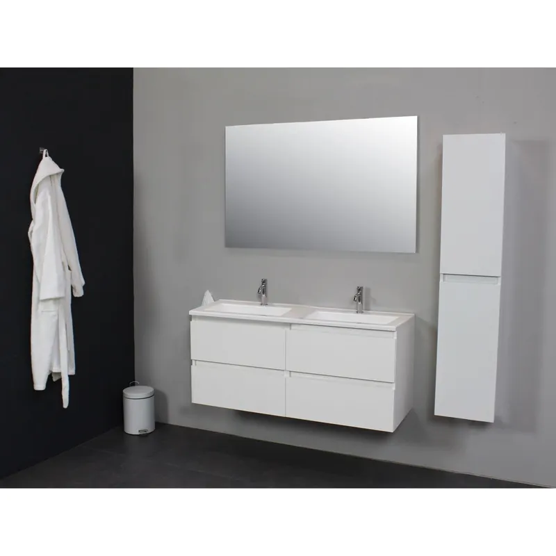 Beste Prijs Badkamermeubel Boss & Wessing Pepper Acryl Wastafel Twee Kraangaten 120x55x46 cm Wit