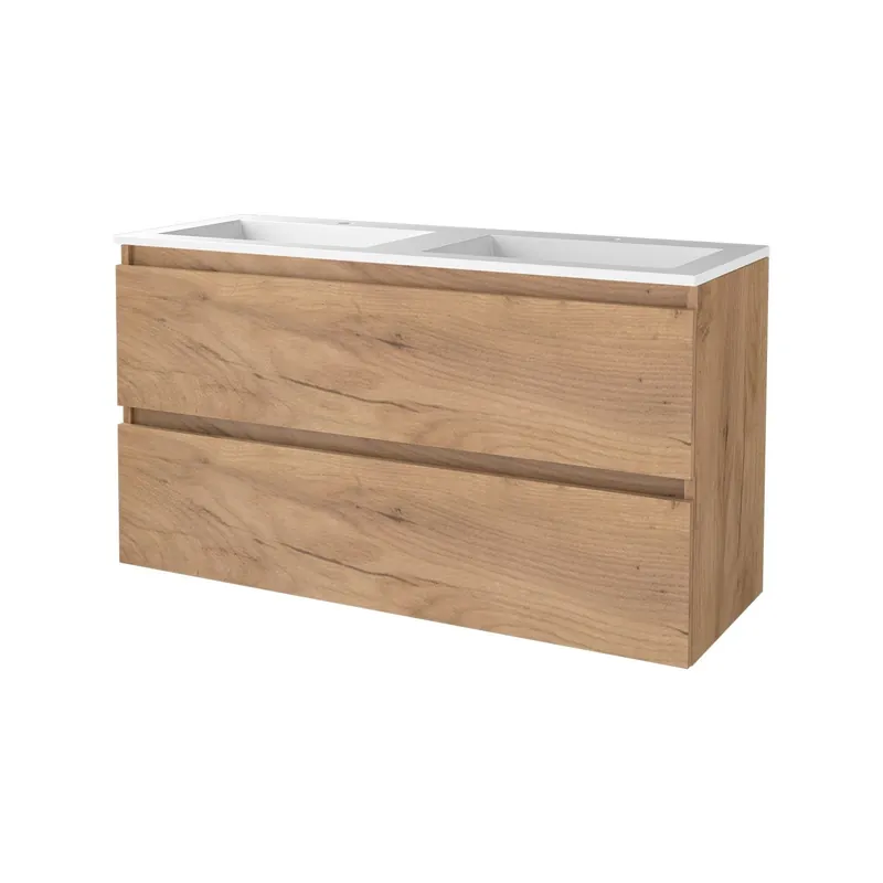Nu Kopen Badmeubelset Aquasplash Salt 120x46cm Greeploos 2 Lades Met Wastafel 2 Kraangaten Whisky Oak