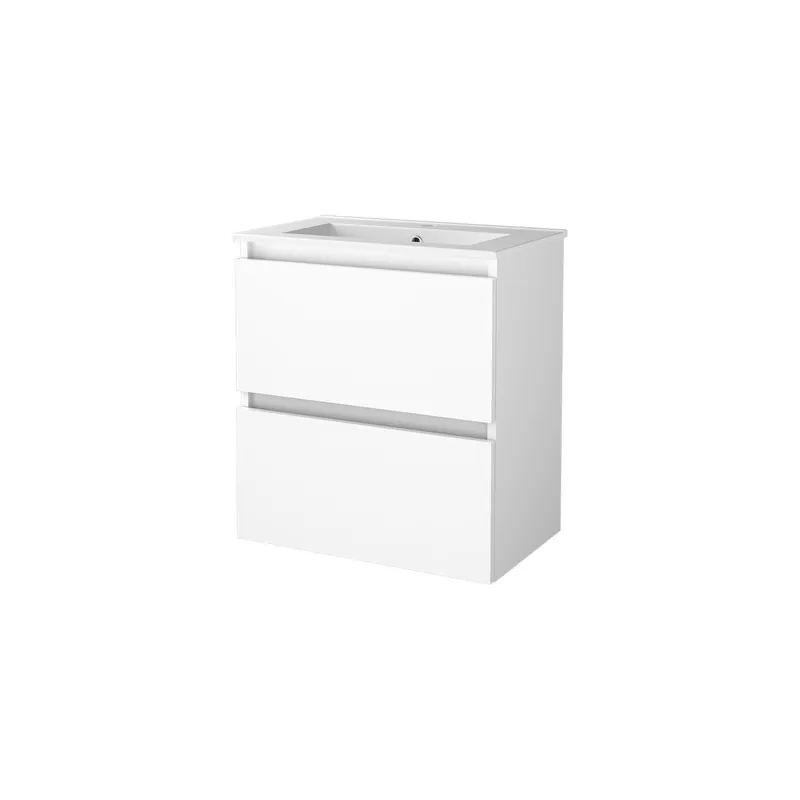 Must-Have Badmeubelset Aquasplash Salt 60x39cm Greeploos 2 Lades Met Wastafel 1 Kraangat Ice White