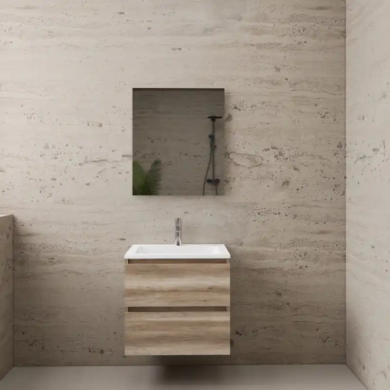 AKTIE! Badmeubel Boss & Wessing Paris 60 cm Compleet Geleverd Canyon oak (1 kraangat) Premium