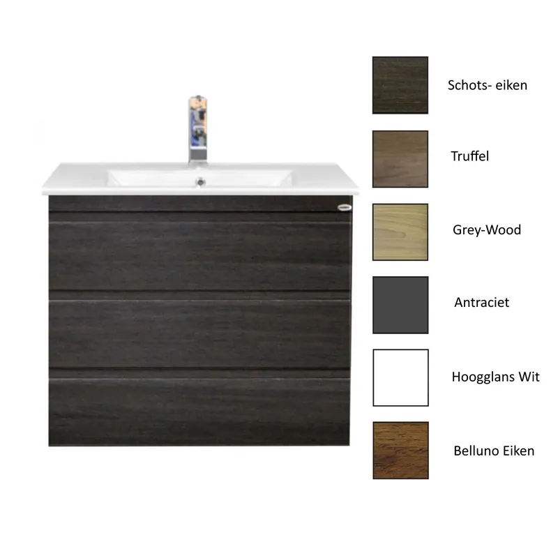 Onderkast Sanicare Q7 Drie Soft-Close Laden Greeploos 75x45 cm Belluno-Eiken Dagaanbieding