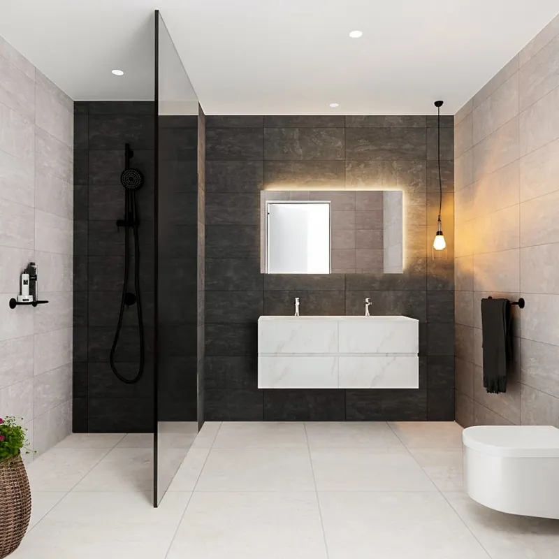 Badmeubel AQS Valencia Carrara Mat 120 cm Solid Surface Rechthoekige Wasbak (zes varianten) Hete Deal